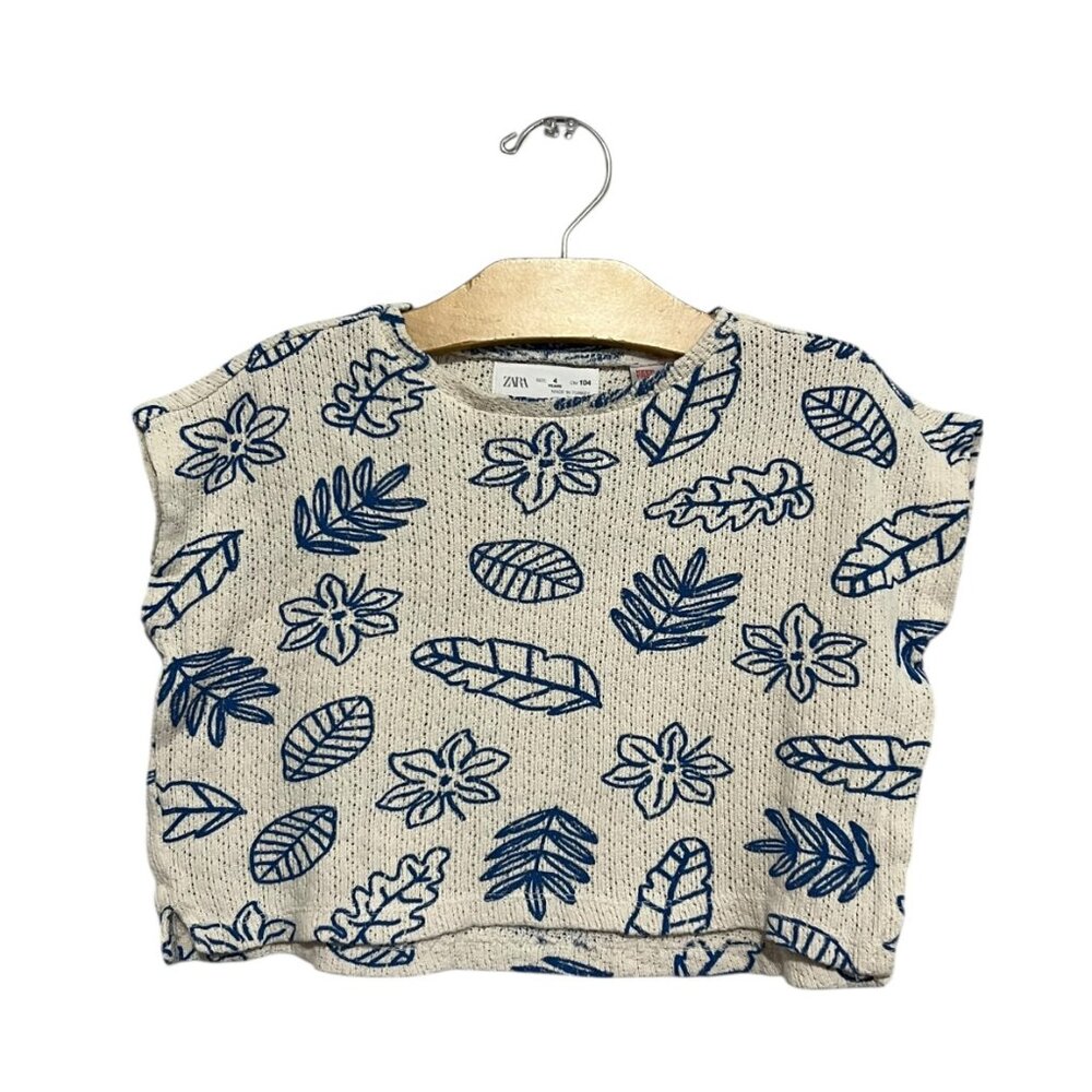 Zara Kids Leaf Printed Crop Top Size 4